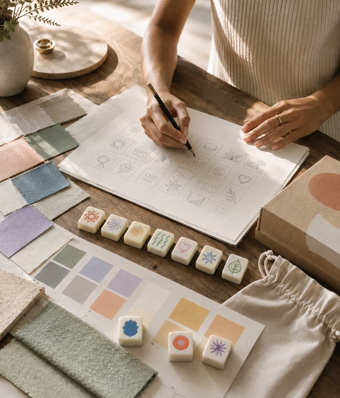 Mahjong tiles and design materials