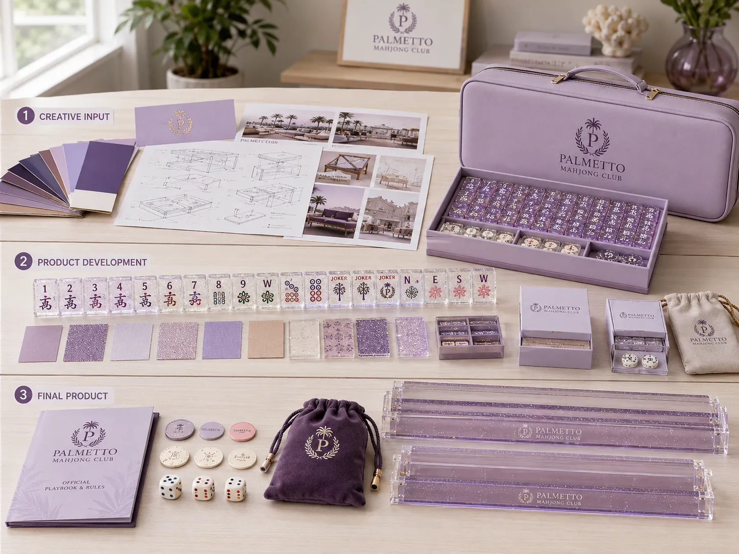 Mahjong sample development with artwork and material options