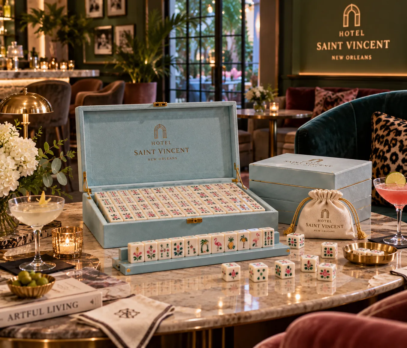 Mahjong set in a hospitality setting