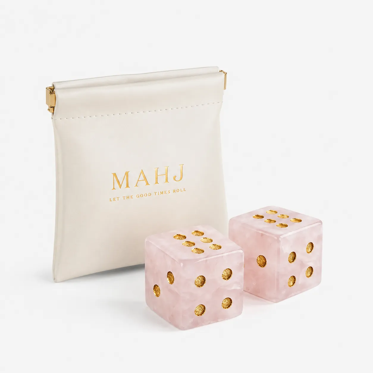 Pearlescent Mahjong Dice Set with Travel Pouch