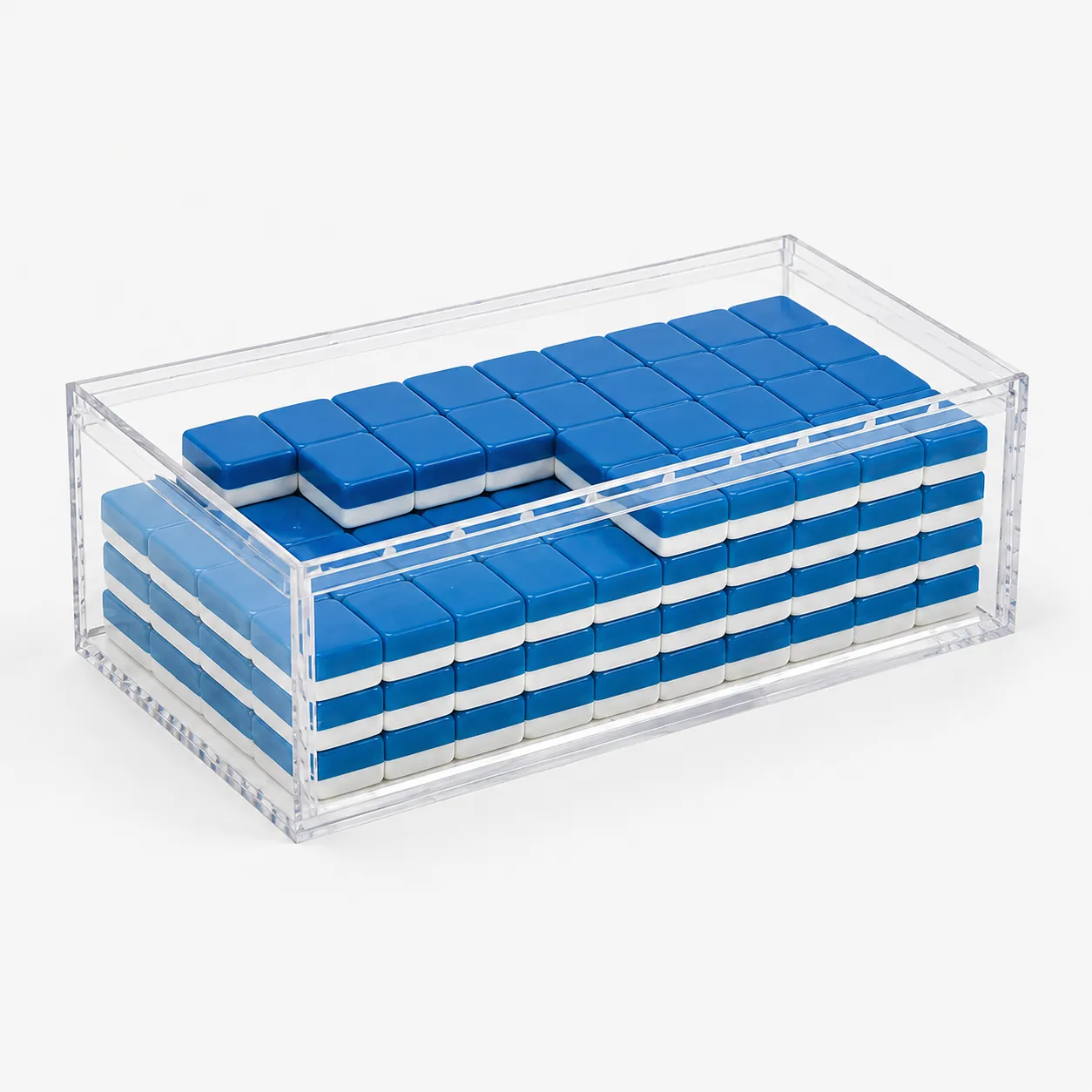 Clear Mahjong Tile Storage Box with Open Display