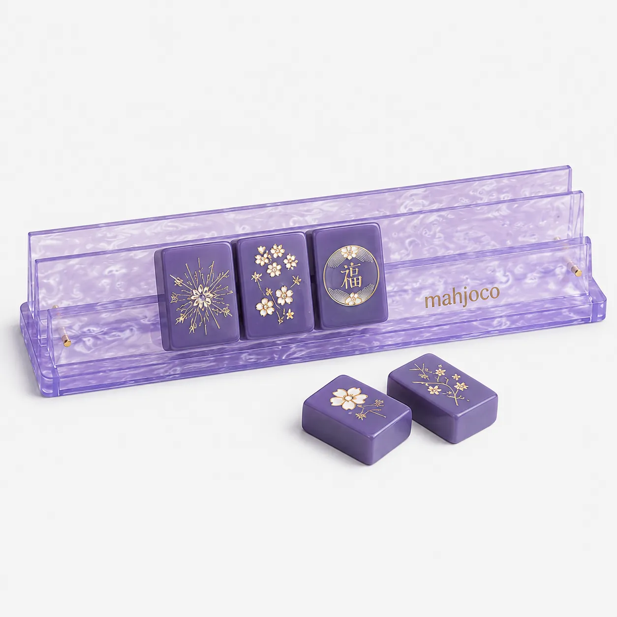 Clear Acrylic Mahjong Tile Rack with Logo Panel