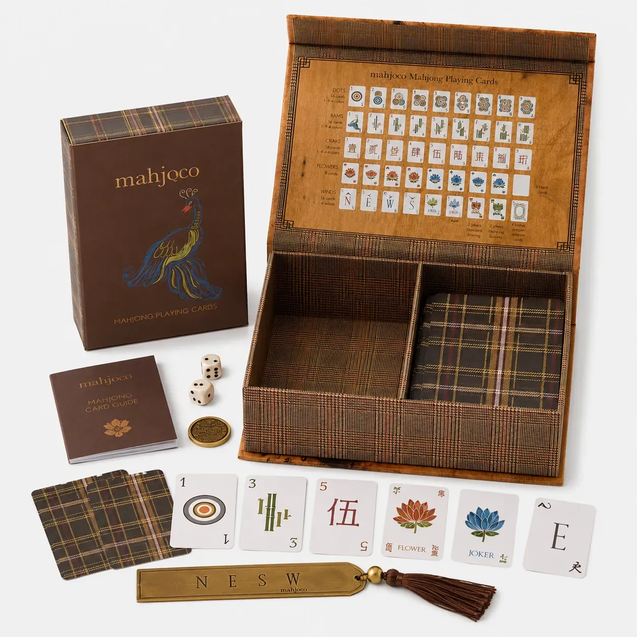 Mahjong Playing Card Set with Wooden Box