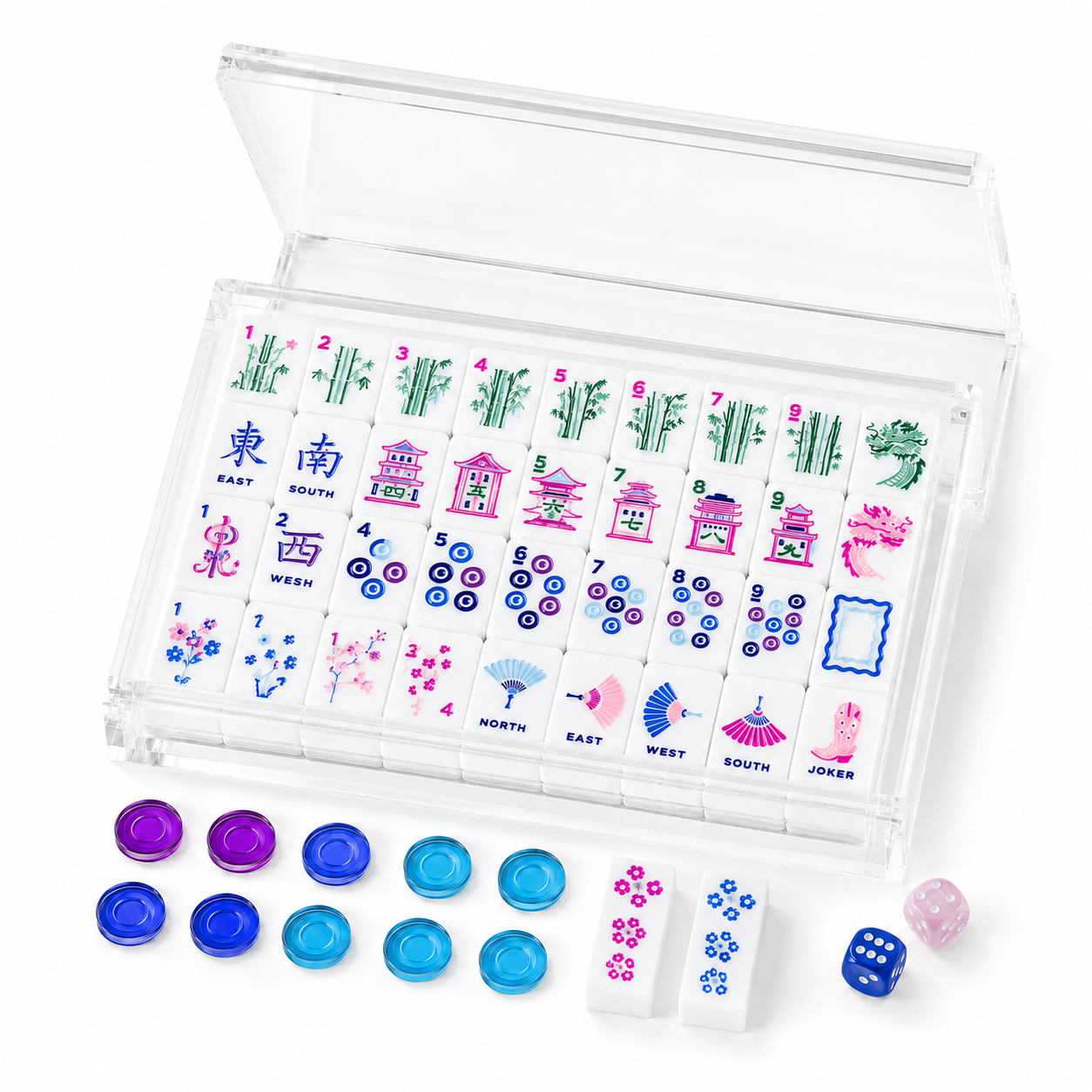 Clear Case American Mahjong Tile Set